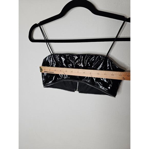 I. Am. Gia. Black Isla Patent Leather Bralette Spaghetti-Strap Zipper Detail XS - Picture 8 of 9